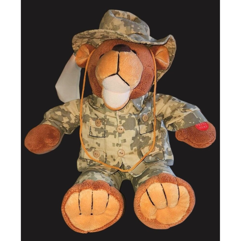 BNWT Musical U.S Army Plush Bear 16" Uniform Troops Battery Opp Press Button NEW